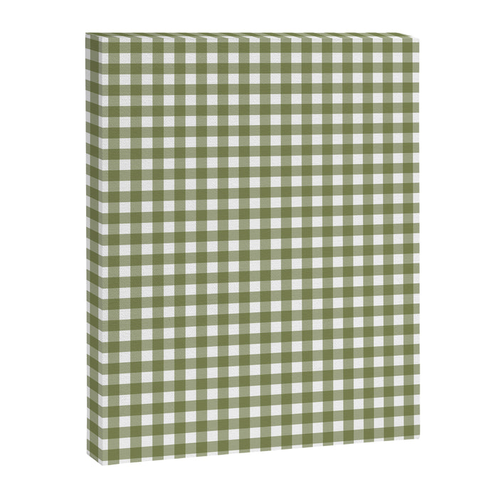 Gingham Check Pattern in Olive Green and White Canvas Print Gallery Image 1