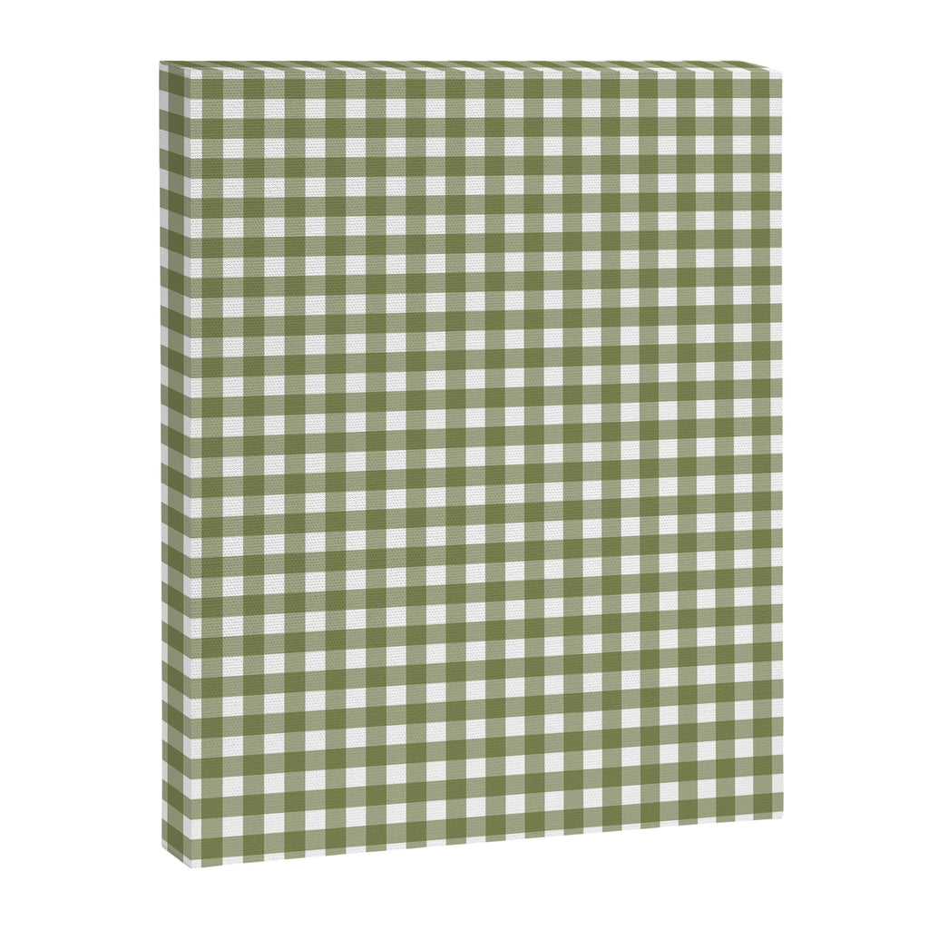 Gingham Check Pattern in Olive Green and White Canvas Print Gallery Image 6