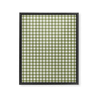 Gingham Check Pattern in Olive Green and White Framed Canvas Print Gallery Image 6