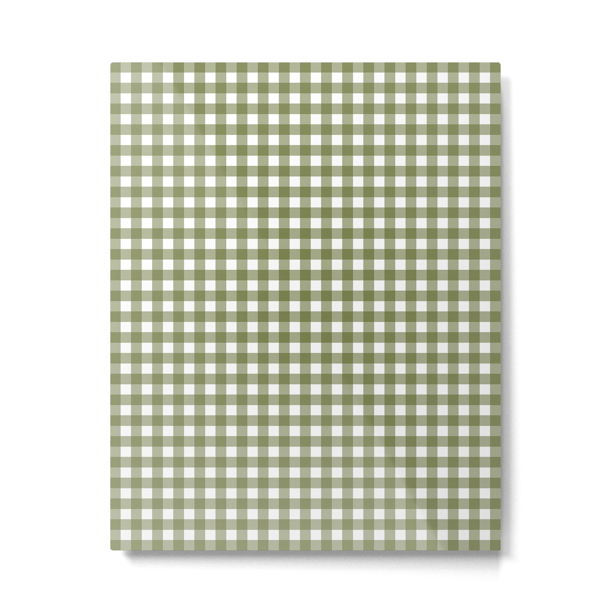 Gingham Check Pattern in Olive Green and White Metal Print Gallery Image 4