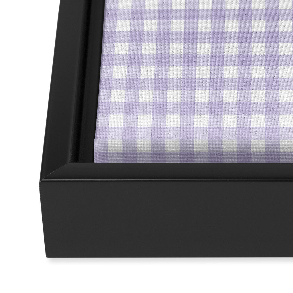 Gingham Check Pattern in Pastel Lavender Purple Framed Canvas Print Gallery Image 3
