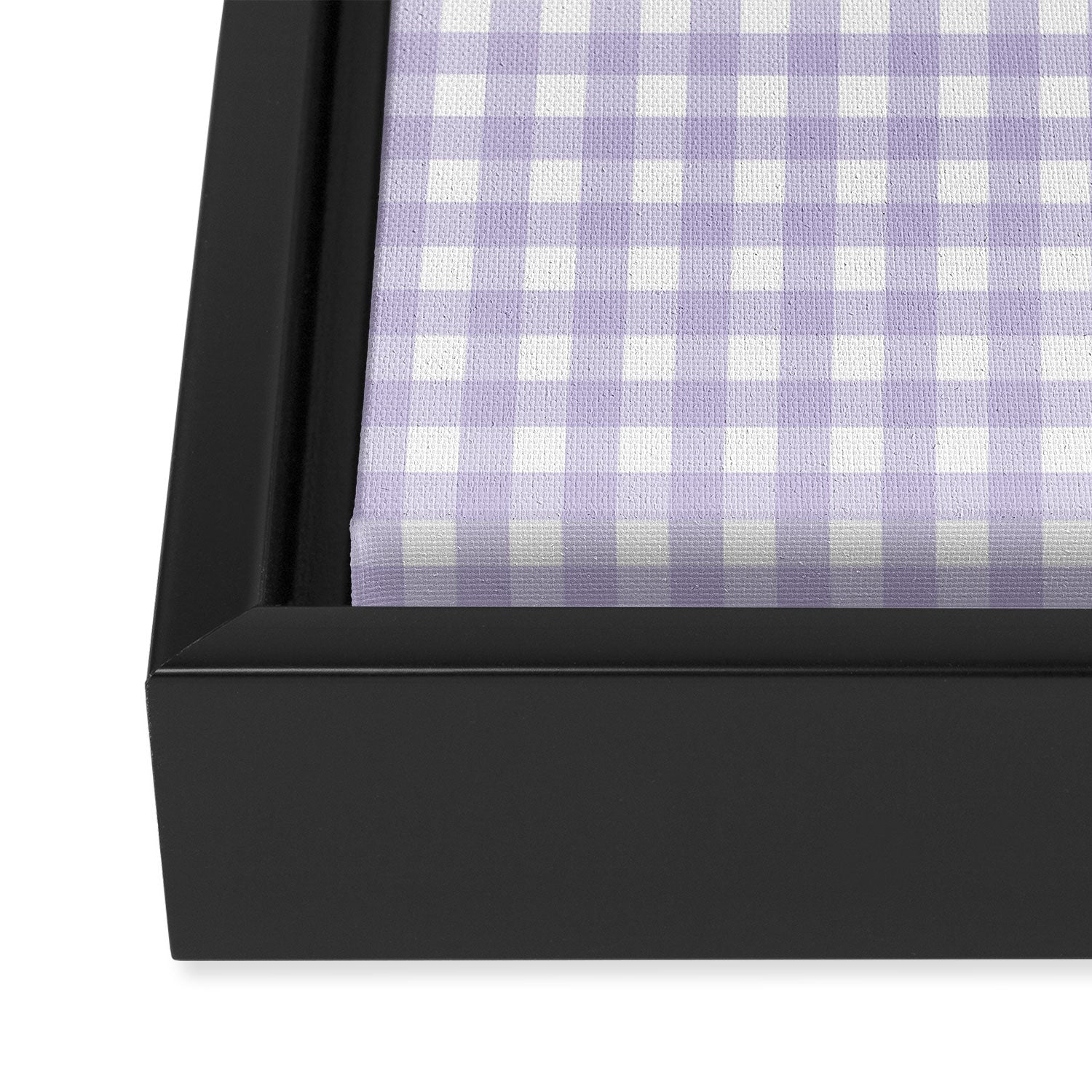 Gingham Check Pattern in Pastel Lavender Purple Framed Canvas Print Gallery Image 3