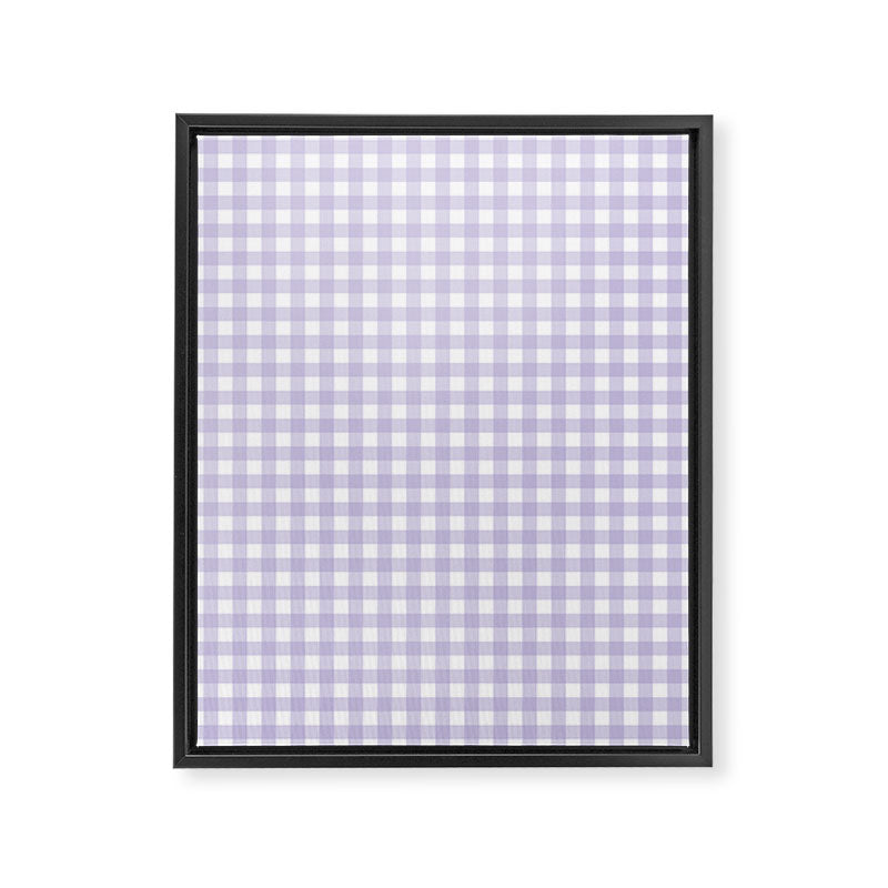 Gingham Check Pattern in Pastel Lavender Purple Framed Canvas Print Gallery Image 6