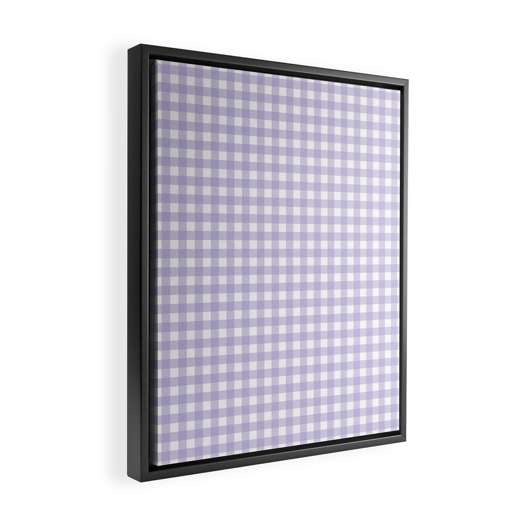 Gingham Check Pattern in Pastel Lavender Purple Framed Canvas Print Gallery Image 2
