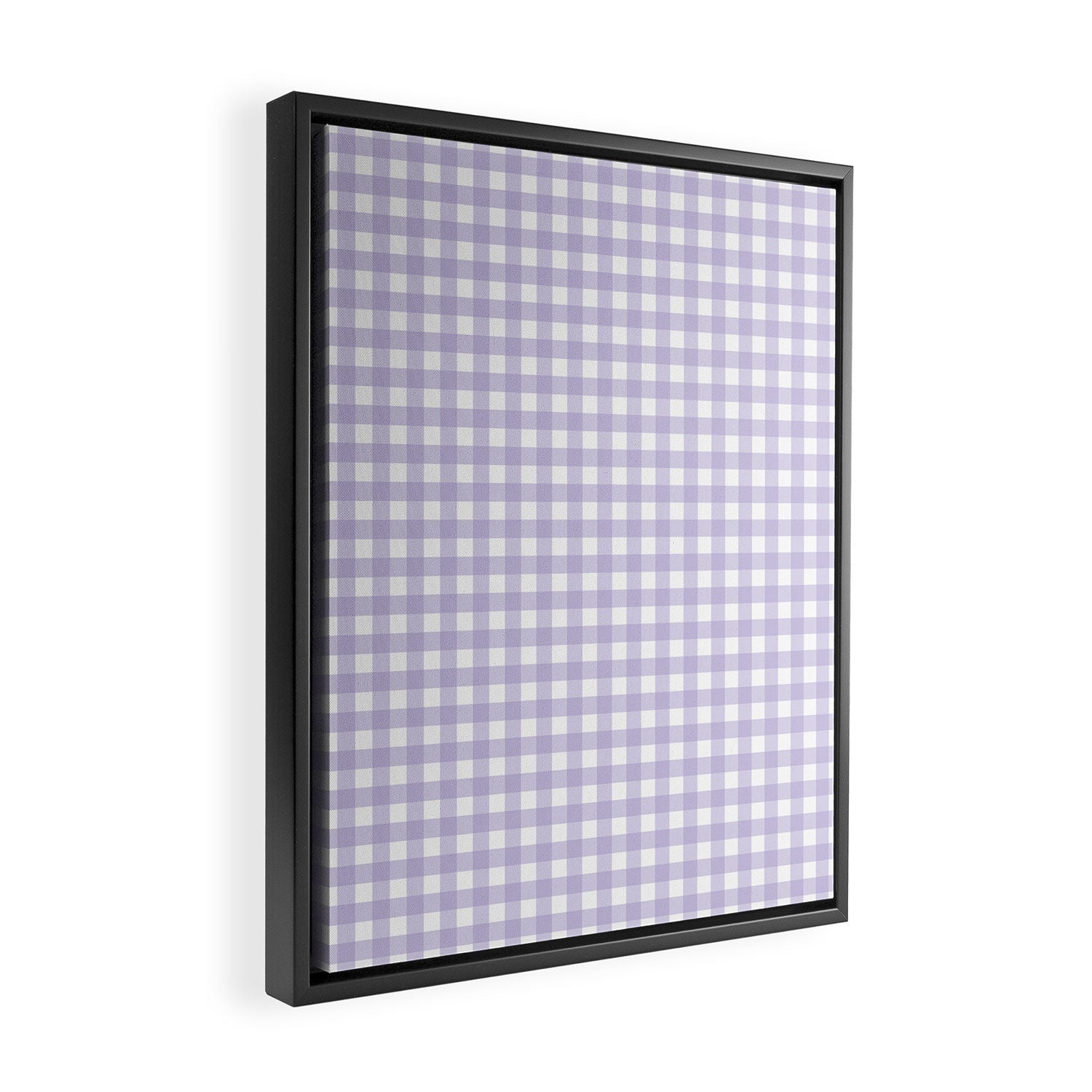 Gingham Check Pattern in Pastel Lavender Purple Framed Canvas Print Gallery Image 2
