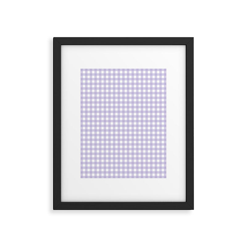 Gingham Check Pattern in Pastel Lavender Purple Framed Art Print Gallery Image 5