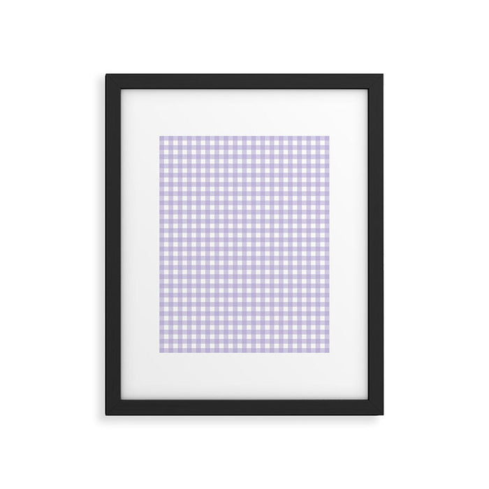 Gingham Check Pattern in Pastel Lavender Purple Framed Art Print Gallery Image 1