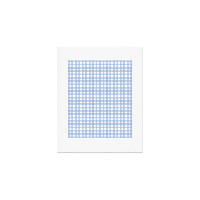Gingham Check Pattern in Pastel Light Blue and White Art Print Gallery Image 1