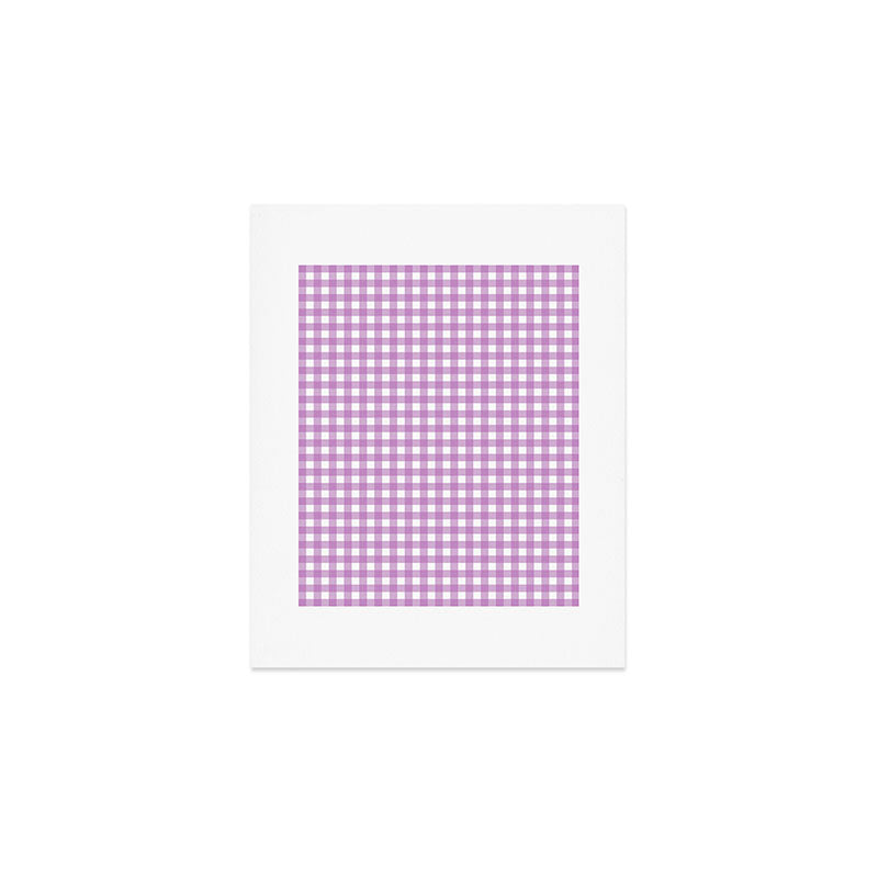 Gingham Check Pattern in Pastel Orchid Purple and White  Art Print Gallery Image 1