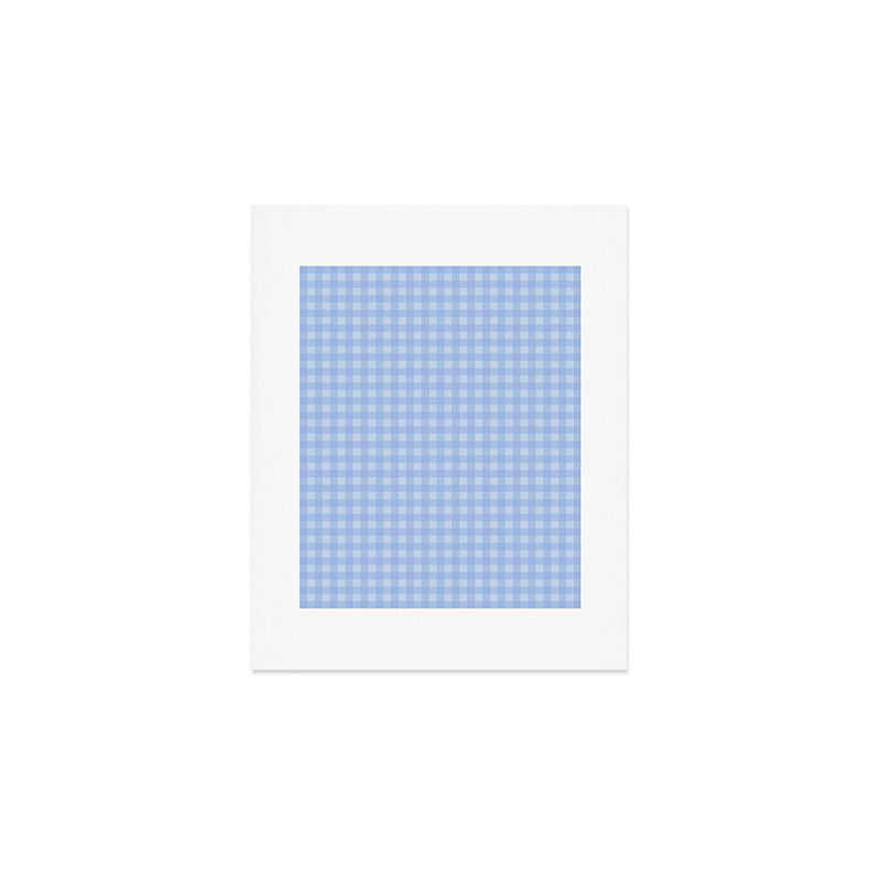 Gingham Check Pattern in Pastel Powder Blue Art Print Gallery Image 1