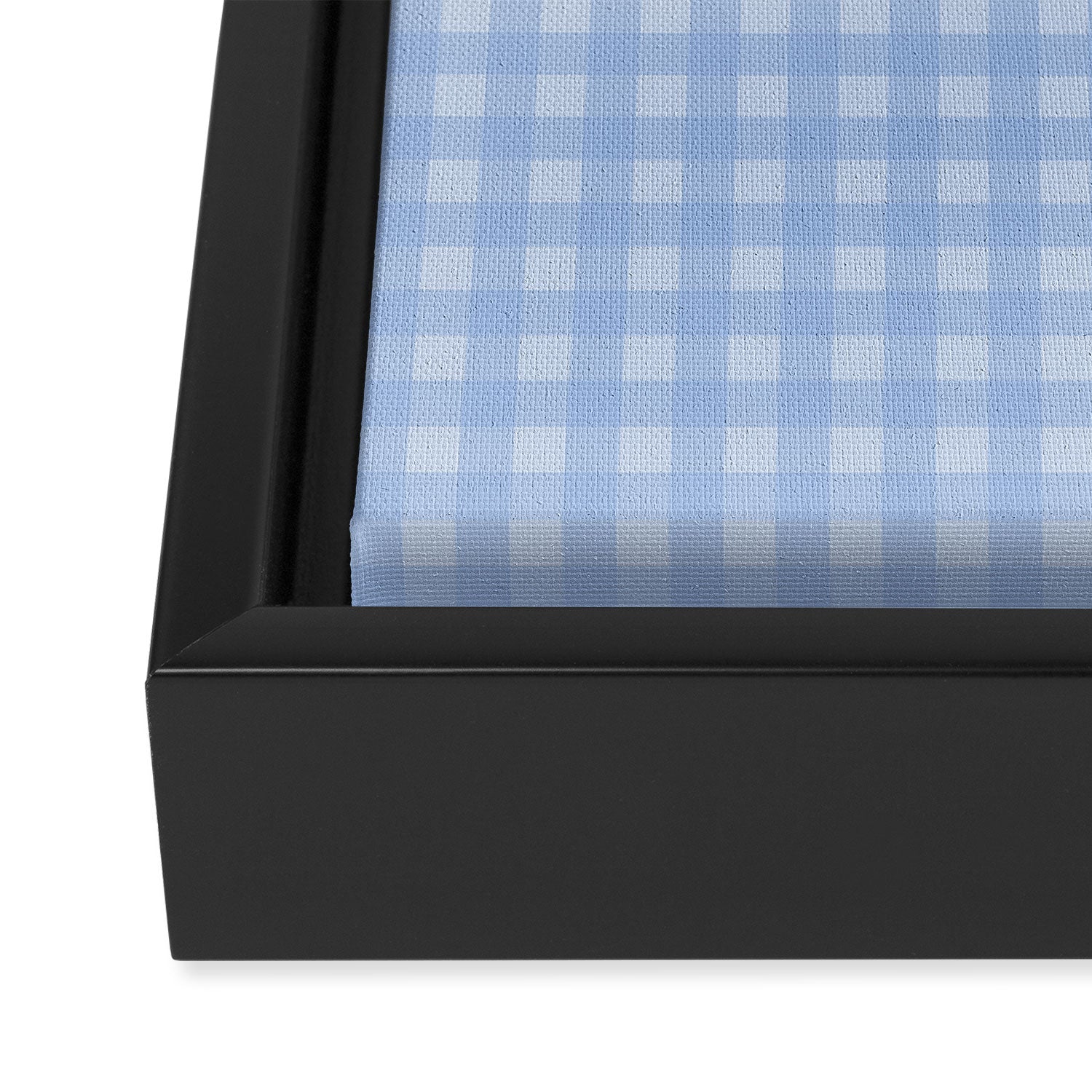Gingham Check Pattern in Pastel Powder Blue Framed Canvas Print Gallery Image 3