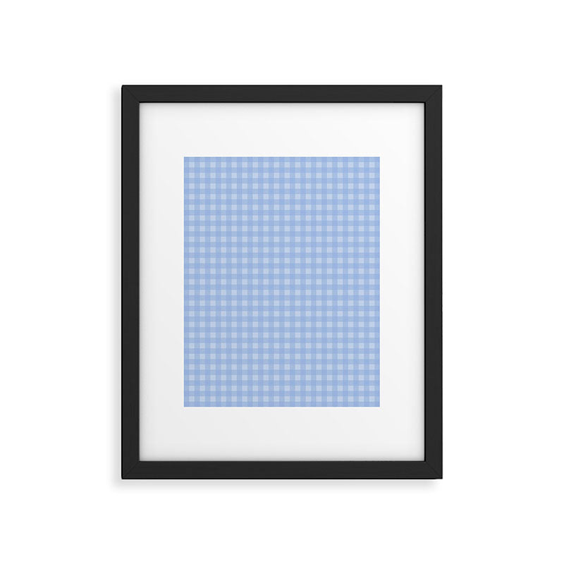 Gingham Check Pattern in Pastel Powder Blue Framed Art Print Gallery Image 5