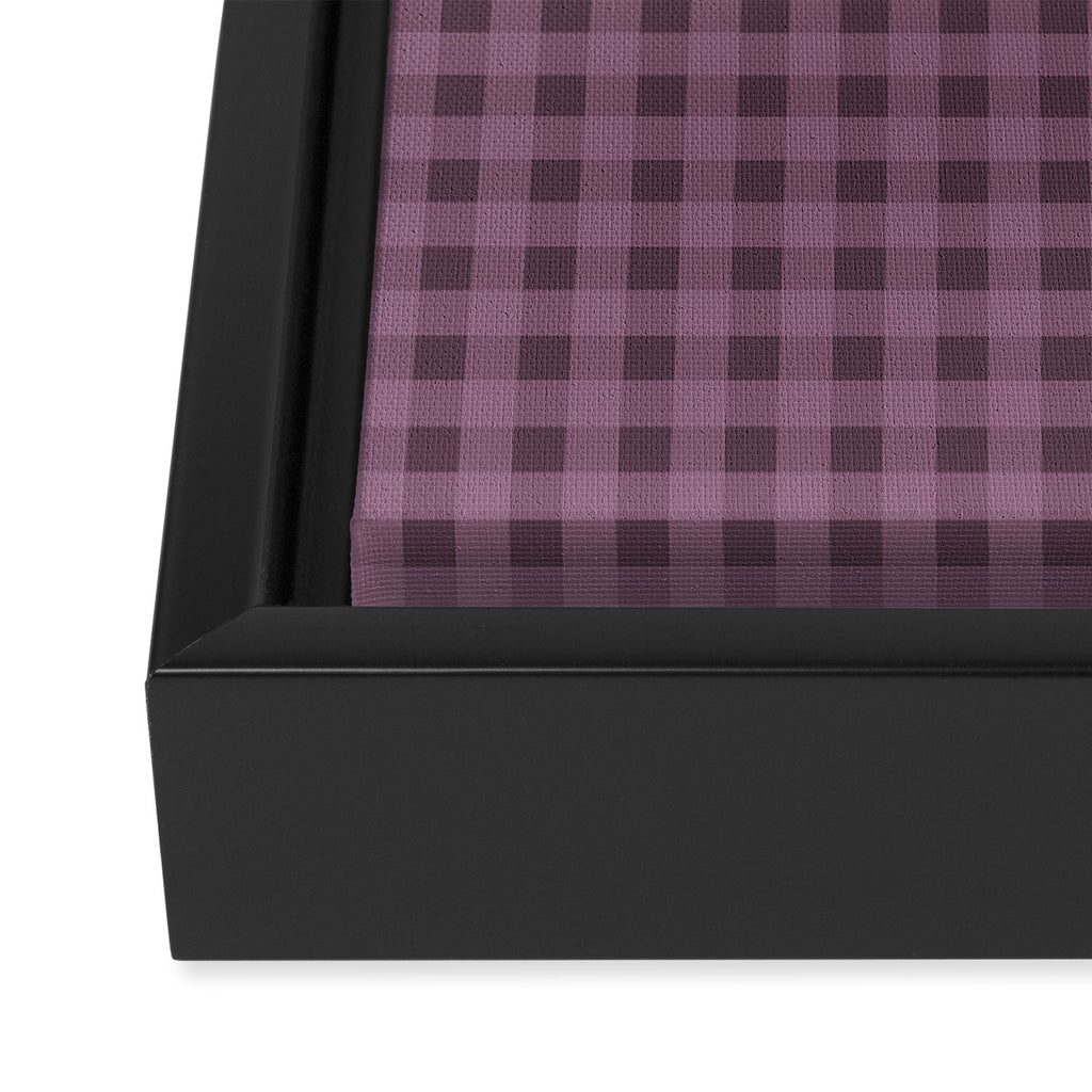 Gingham Check Pattern in Plum Mauve Framed Canvas Print Gallery Image 3