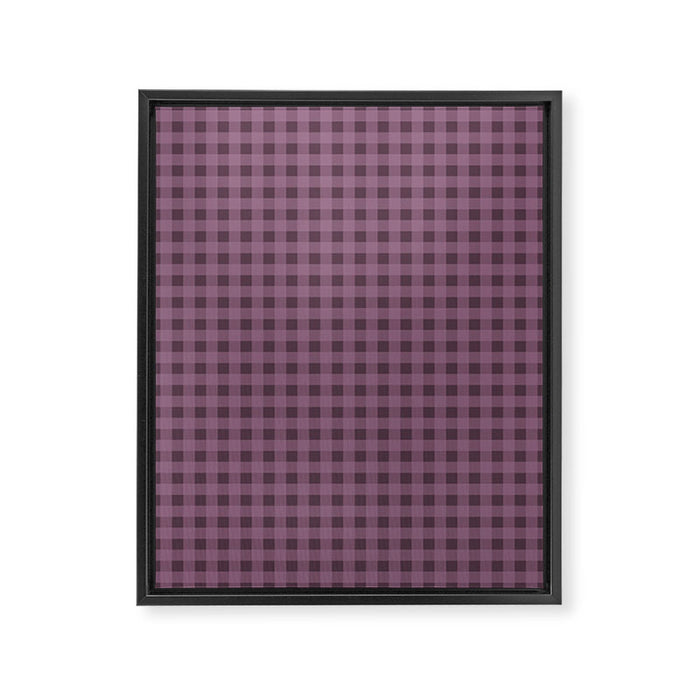 Gingham Check Pattern in Plum Mauve Framed Canvas Print Gallery Image 1
