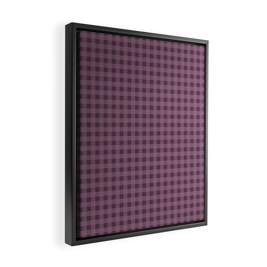 Gingham Check Pattern in Plum Mauve Framed Canvas Print Gallery Image 2