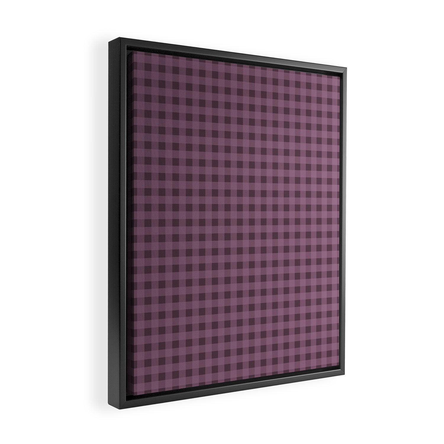 Gingham Check Pattern in Plum Mauve Framed Canvas Print Gallery Image 2