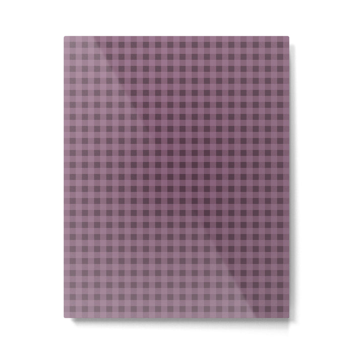 Gingham Check Pattern in Plum Mauve Metal Print Gallery Image 1
