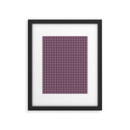 Gingham Check Pattern in Plum Mauve Framed Art Print Gallery Image 5