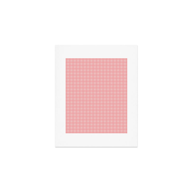 Gingham Check Pattern in Pretty Pastel Soft Pink Art Print Gallery Image 1