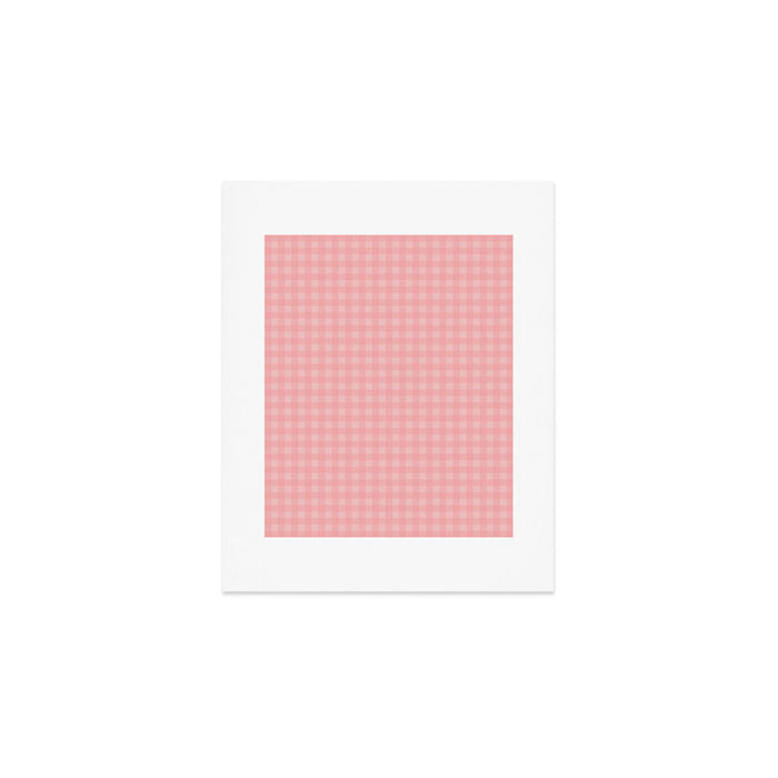 Gingham Check Pattern in Pretty Pastel Soft Pink Art Print Gallery Image 1