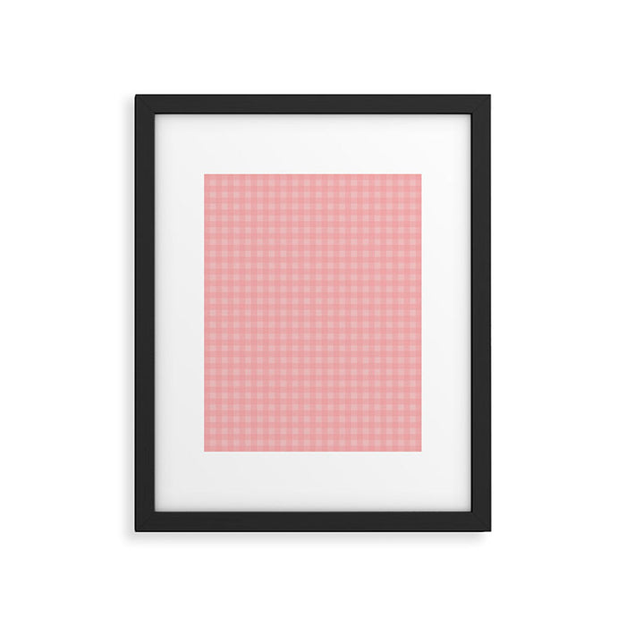 Gingham Check Pattern in Pretty Pastel Soft Pink Framed Art Print Gallery Image 1