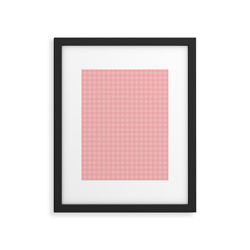 Gingham Check Pattern in Pretty Pastel Soft Pink Framed Art Print Gallery Image 5