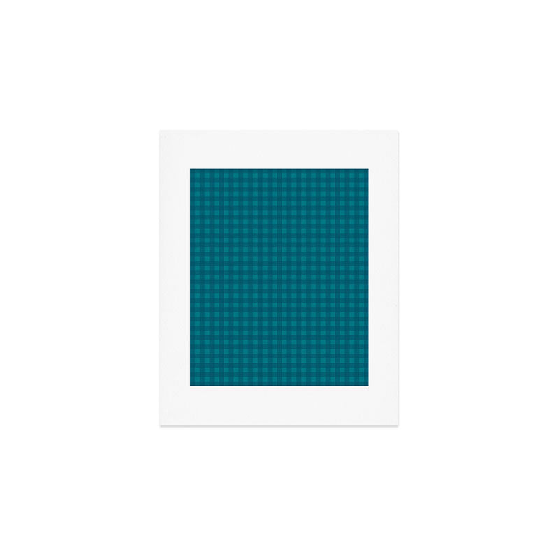 Gingham Check Pattern in Teal Blue Art Print Gallery Image 1
