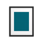 Gingham Check Pattern in Teal Blue Framed Art Print Gallery Image 5