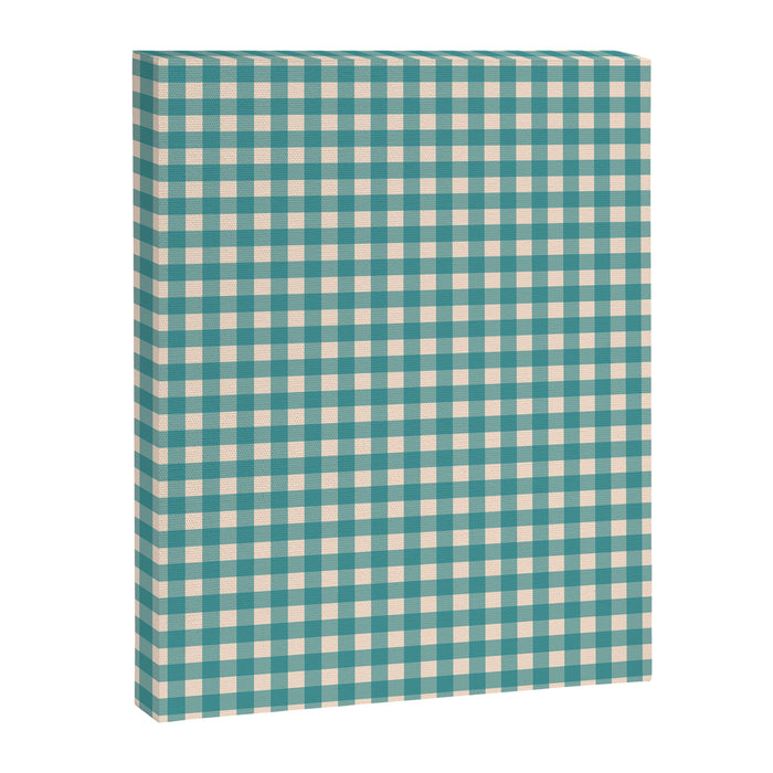 Gingham Check Pattern in Teal Cream Canvas Print Gallery Image 1