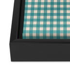 Gingham Check Pattern in Teal Cream Framed Canvas Print Gallery Image 3