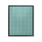 Gingham Check Pattern in Teal Cream Framed Canvas Print Gallery Image 6