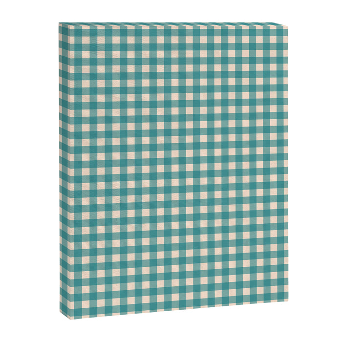 Gingham Check Pattern in Teal Cream Canvas Print Gallery Image 1