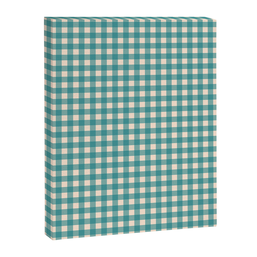 Gingham Check Pattern in Teal Cream Canvas Print Gallery Image 6
