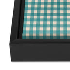 Gingham Check Pattern in Teal Cream Framed Canvas Print Gallery Image 3