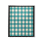 Gingham Check Pattern in Teal Cream Framed Canvas Print Gallery Image 6