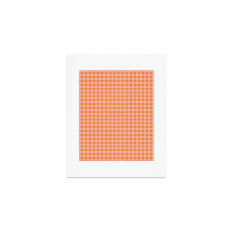 Gingham Check Pattern Orange Pink Blush Art Print Gallery Image 1