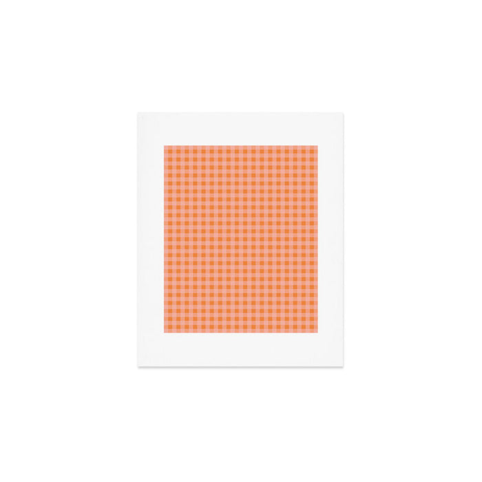 Gingham Check Pattern Orange Pink Blush Art Print Gallery Image 1