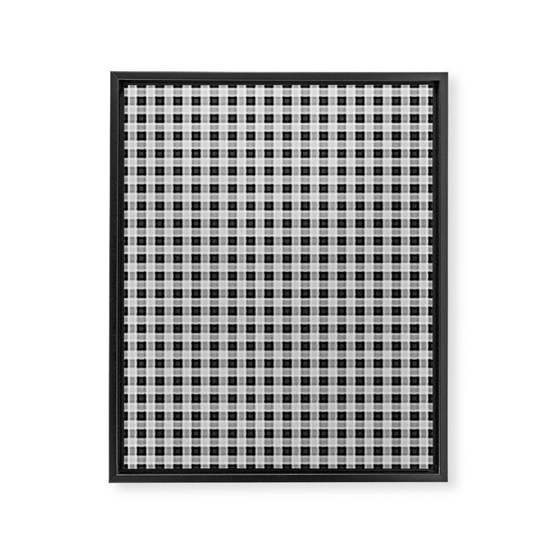 Gingham Check Plaid Pattern in Black and Gray Framed Canvas Print Gallery Image 6