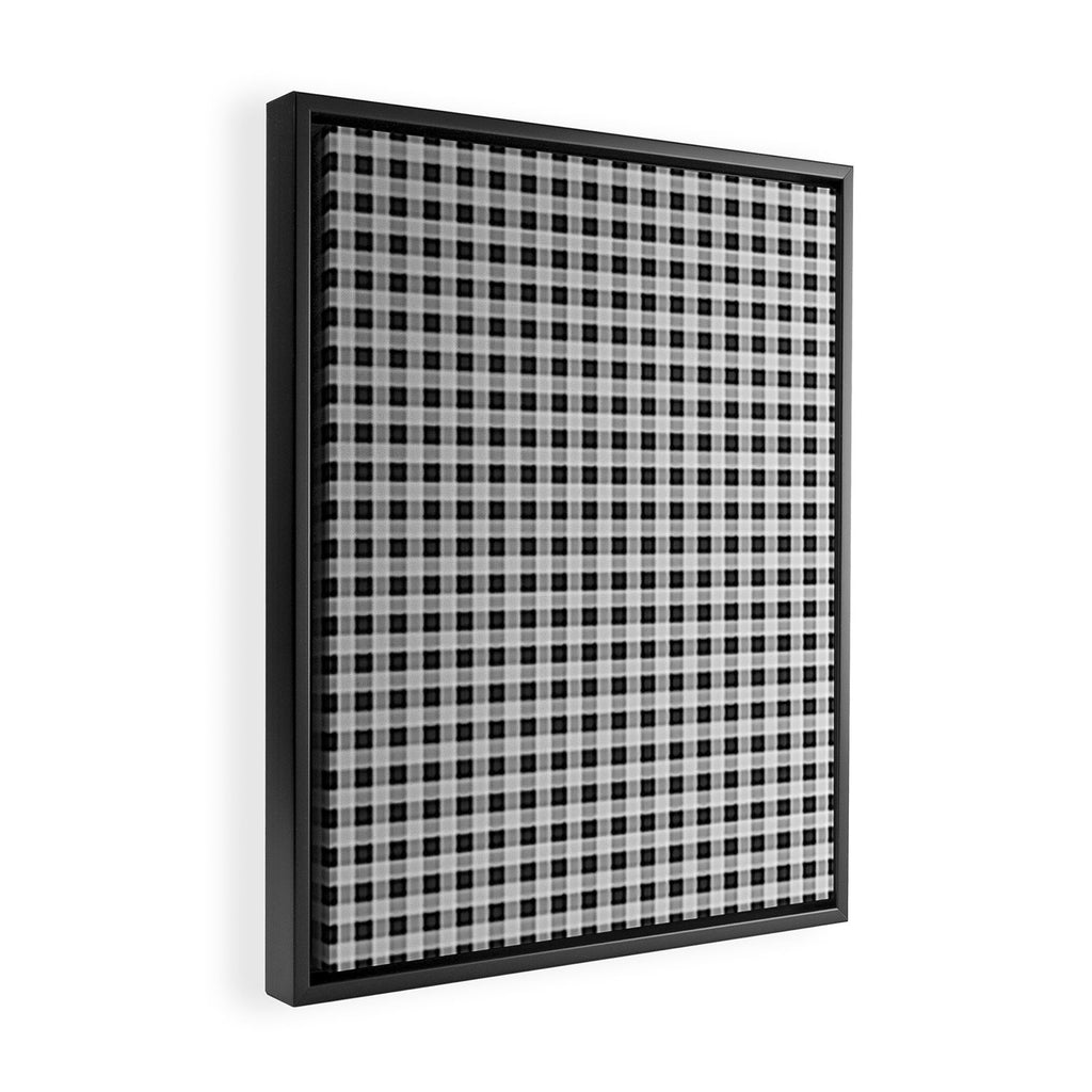 Gingham Check Plaid Pattern in Black and Gray Framed Canvas Print Gallery Image 2