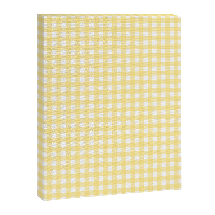 Gingham Check Plaid Pattern in Butter Yellow and White Canvas Print Gallery Image 1