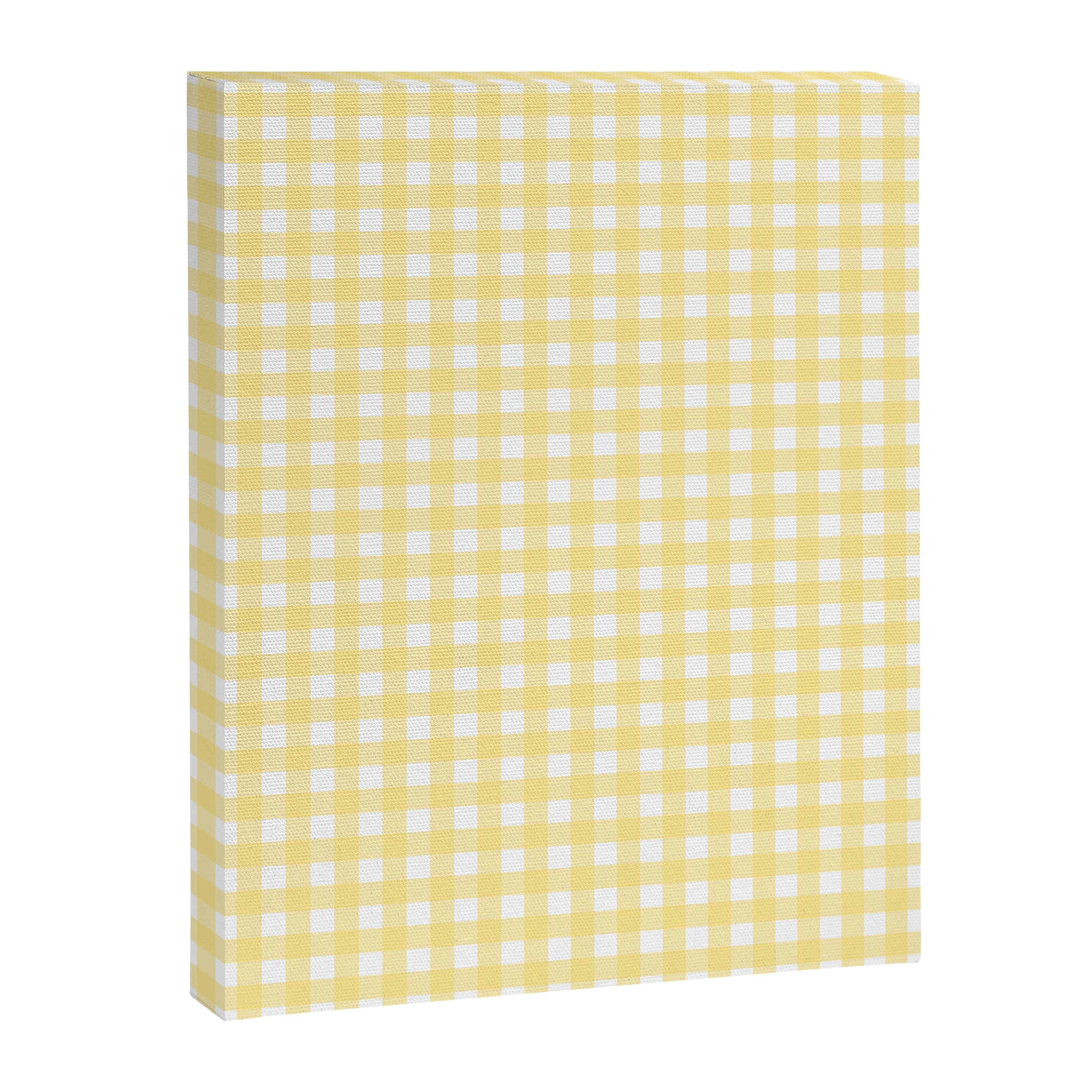 Gingham Check Plaid Pattern in Butter Yellow and White Canvas Print Gallery Image 6