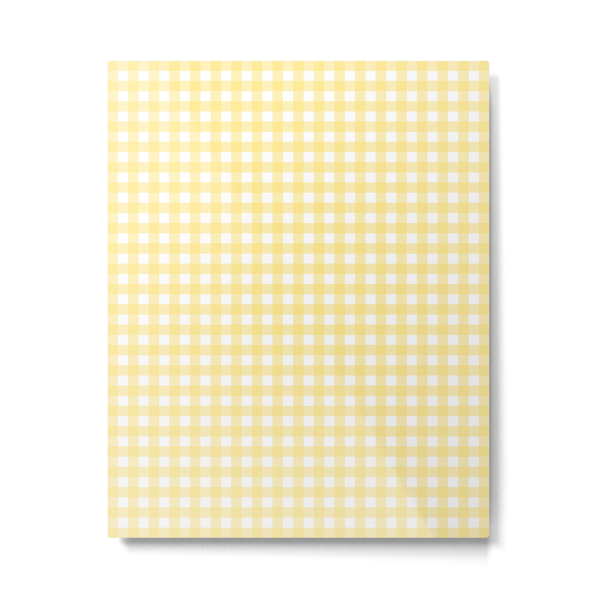 Gingham Check Plaid Pattern in Butter Yellow and White Metal Print Gallery Image 4
