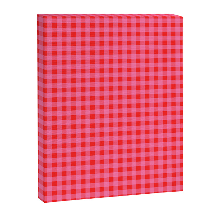 Gingham Checkered Plaid Pattern in Preppy Pink and Red Canvas Print Gallery Image 1