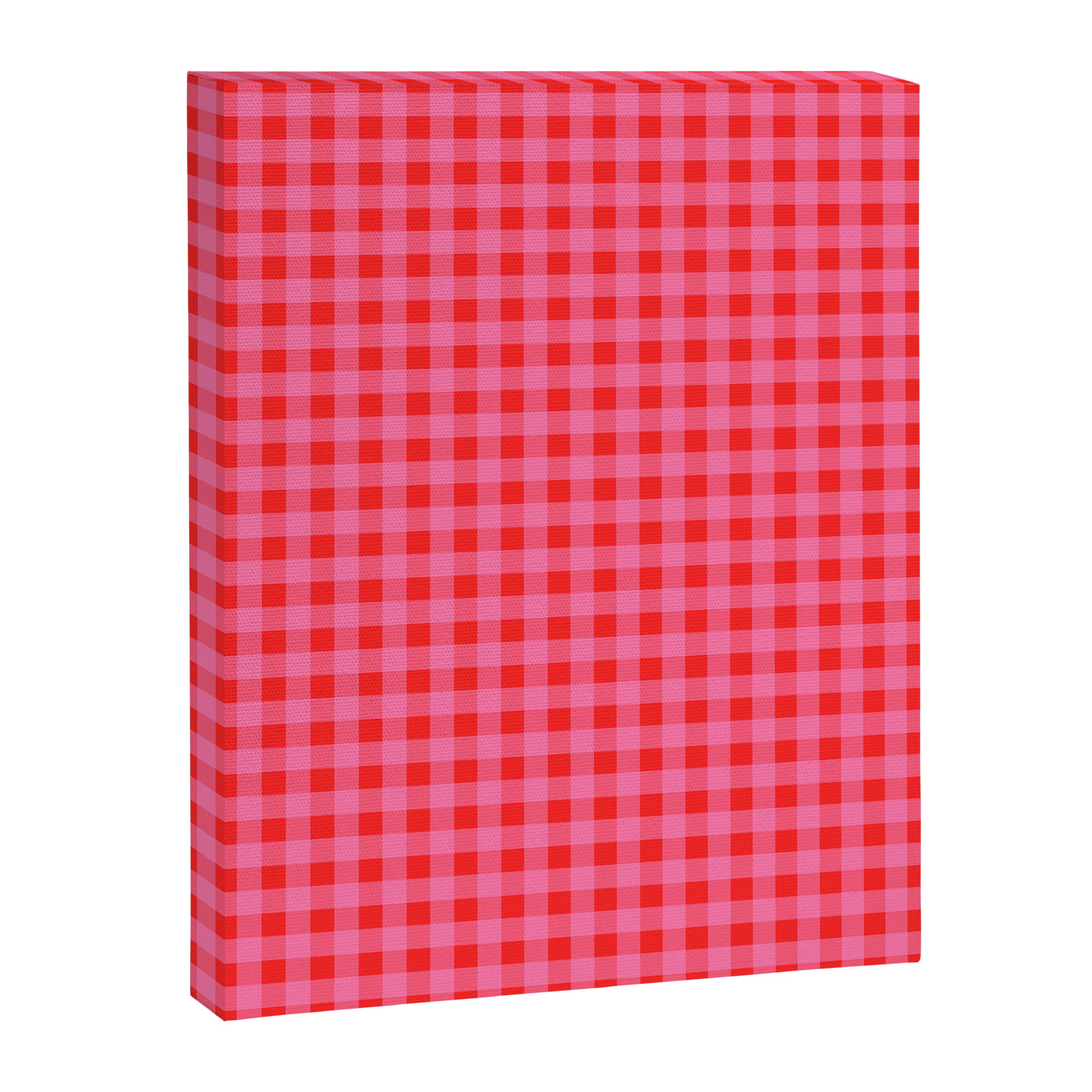 Gingham Checkered Plaid Pattern in Preppy Pink and Red Canvas Print Gallery Image 6