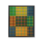 Gingham Patchwork Checkered Plaid Pattern Green Blue Orange Framed Canvas Print Gallery Image 8