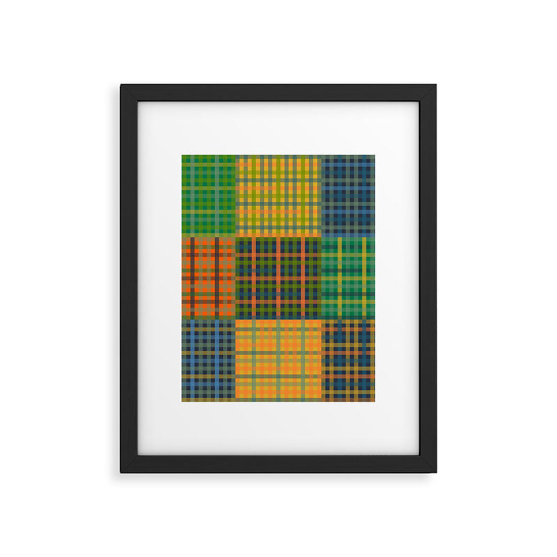 Gingham Patchwork Checkered Plaid Pattern Green Blue Orange Framed Art Print Gallery Image 6
