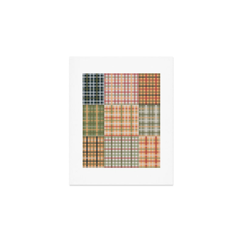 Gingham Patchwork Eclectic Autumn Plaid Pattern Art Print Gallery Image 1