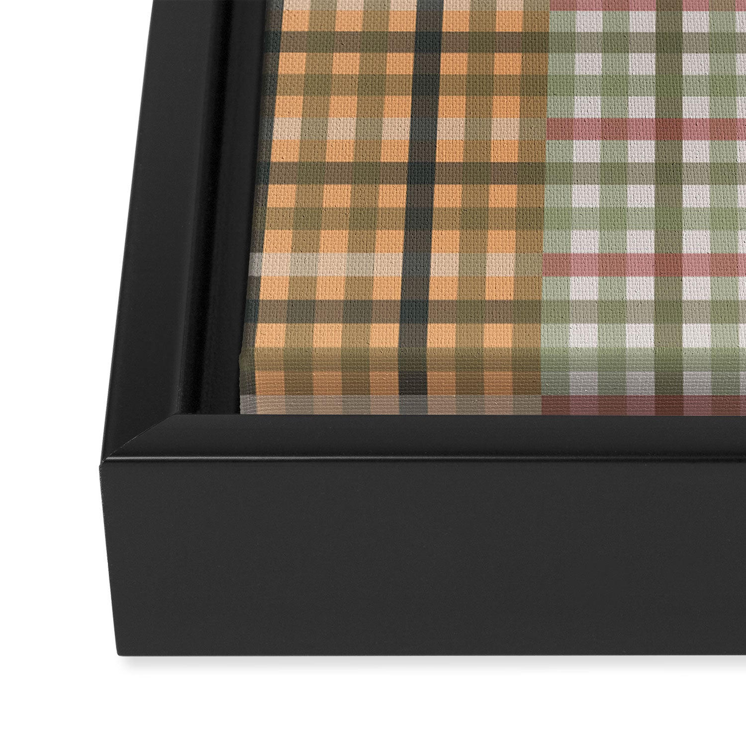 Gingham Patchwork Eclectic Autumn Plaid Pattern Framed Canvas Print Gallery Image 3