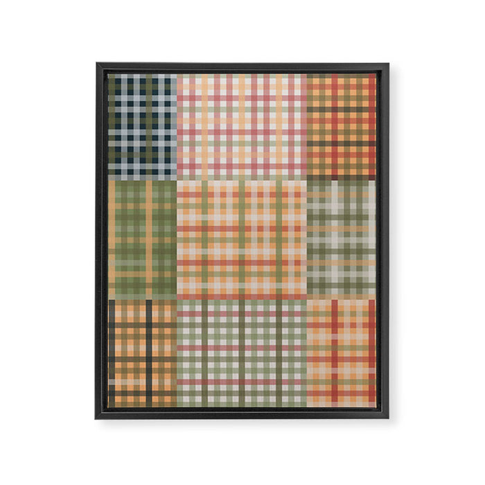 Gingham Patchwork Eclectic Autumn Plaid Pattern Framed Canvas Print Gallery Image 1