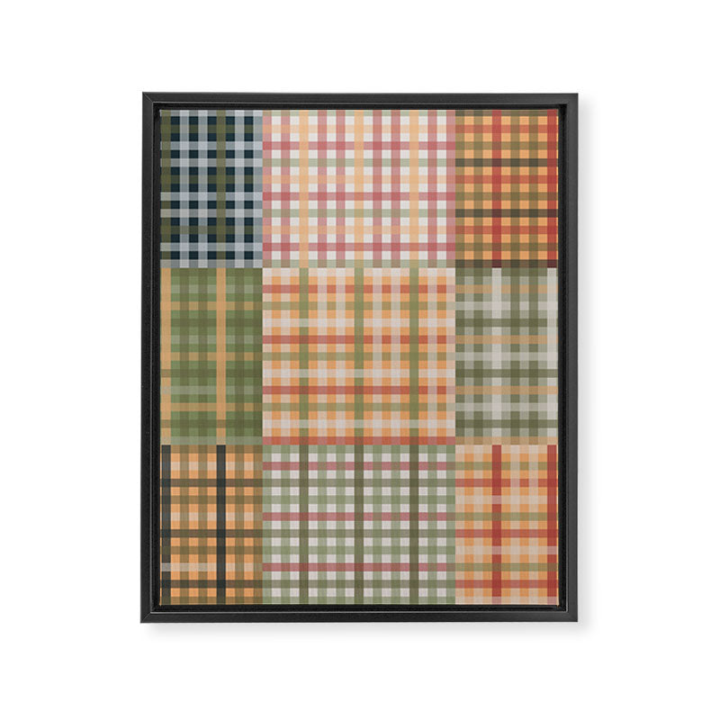 Gingham Patchwork Eclectic Autumn Plaid Pattern Framed Canvas Print Gallery Image 8